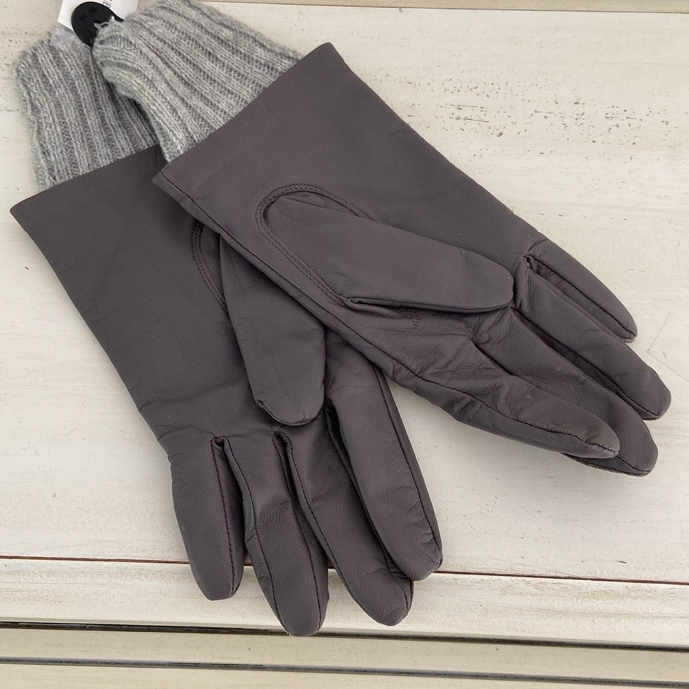 New With Tags Womens Banana Republic Grey Leather Driving Gloves For Winter - Picture 4 of 10
